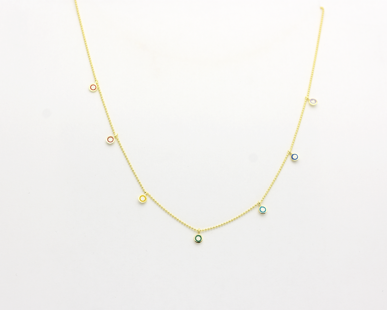 Rainbow Evil Eye Station Necklace