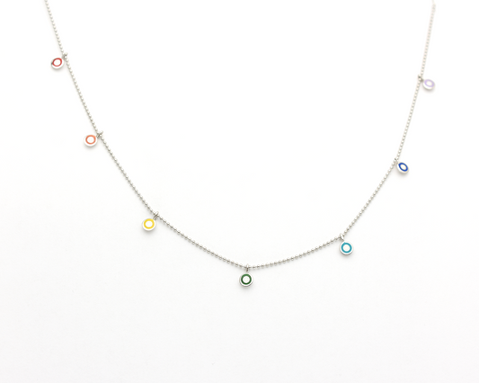 Rainbow Evil Eye Station Necklace