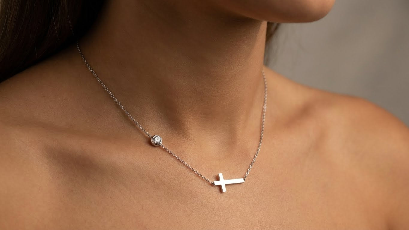 Sideways Cross Necklace