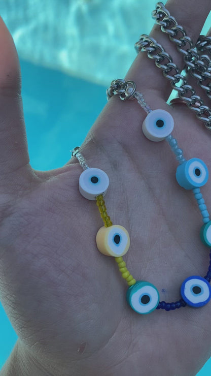 Blue Gradient Evil Eye Belly Chain