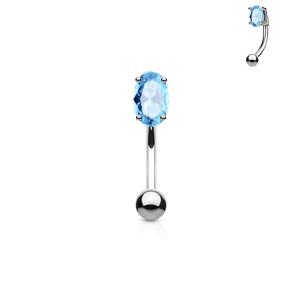 Minimal Blue Oval Belly Ring