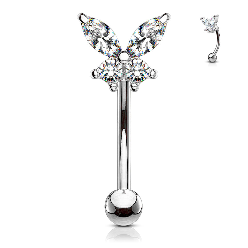 Minimal White Butterfly Belly Ring