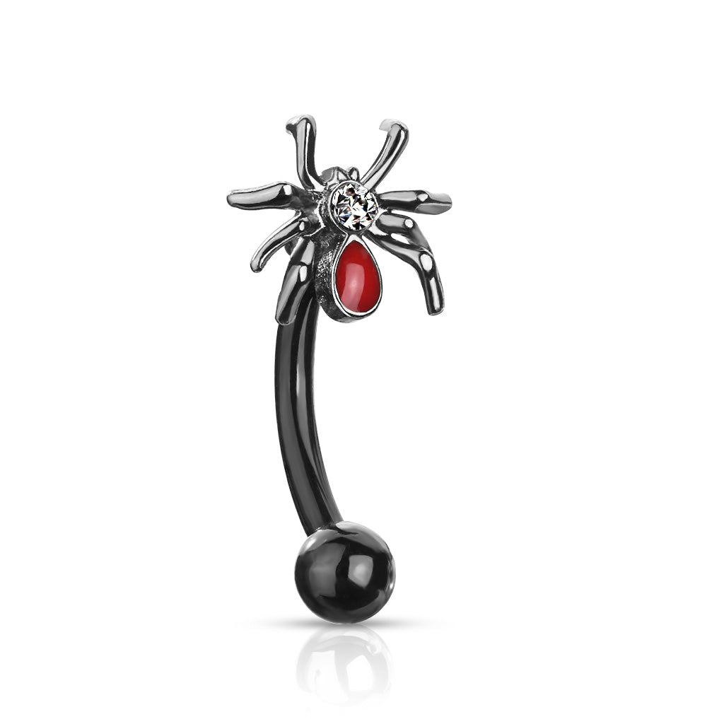Small Black Spider Belly Ring