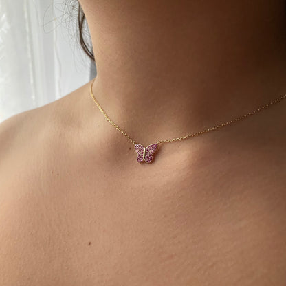 Pink Butterfly Necklace