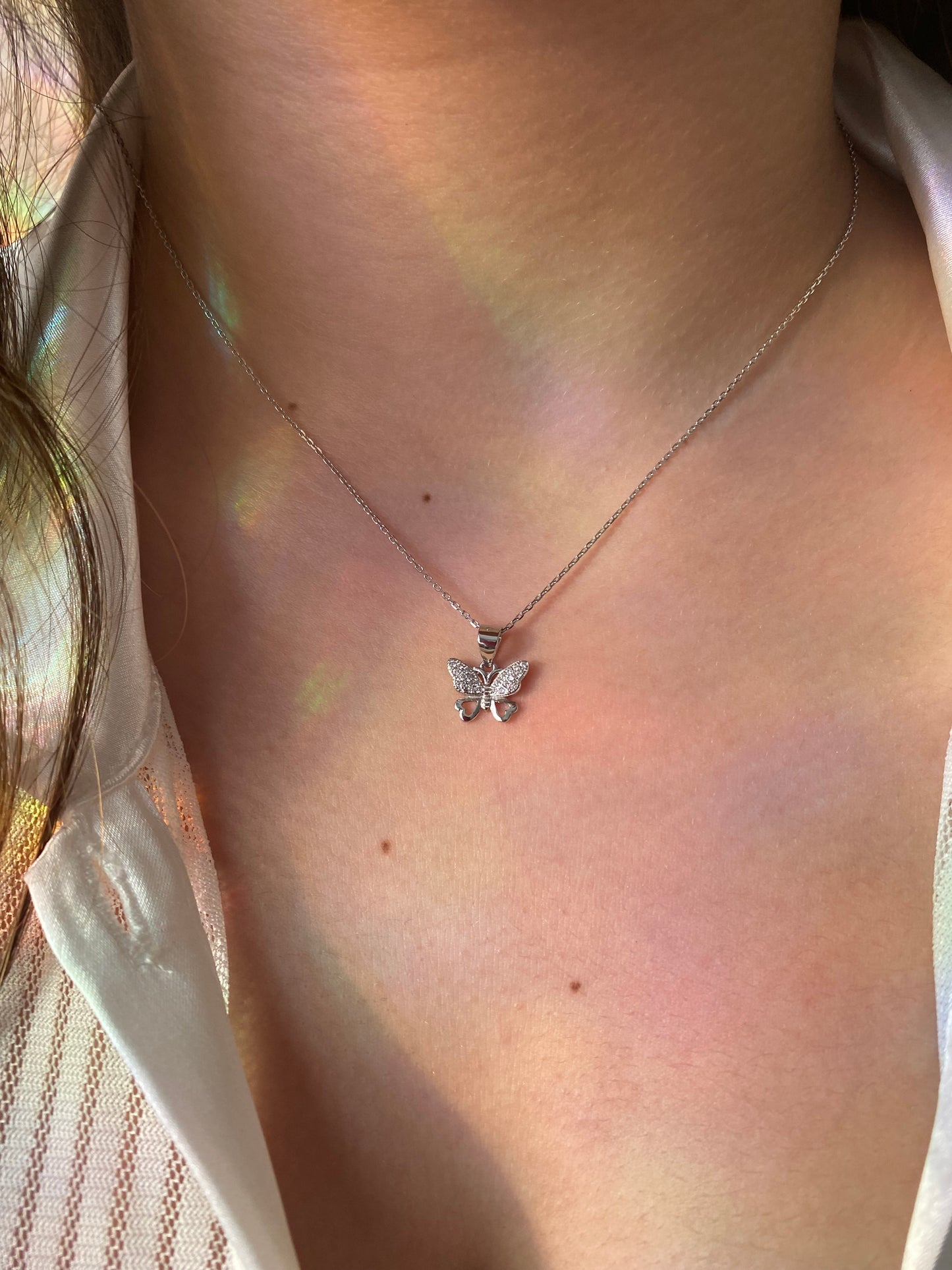 Butterfly Charm Necklace & Earrings - 2 Piece Set