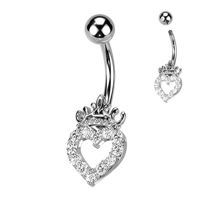 White Queen of Hearts Belly Ring