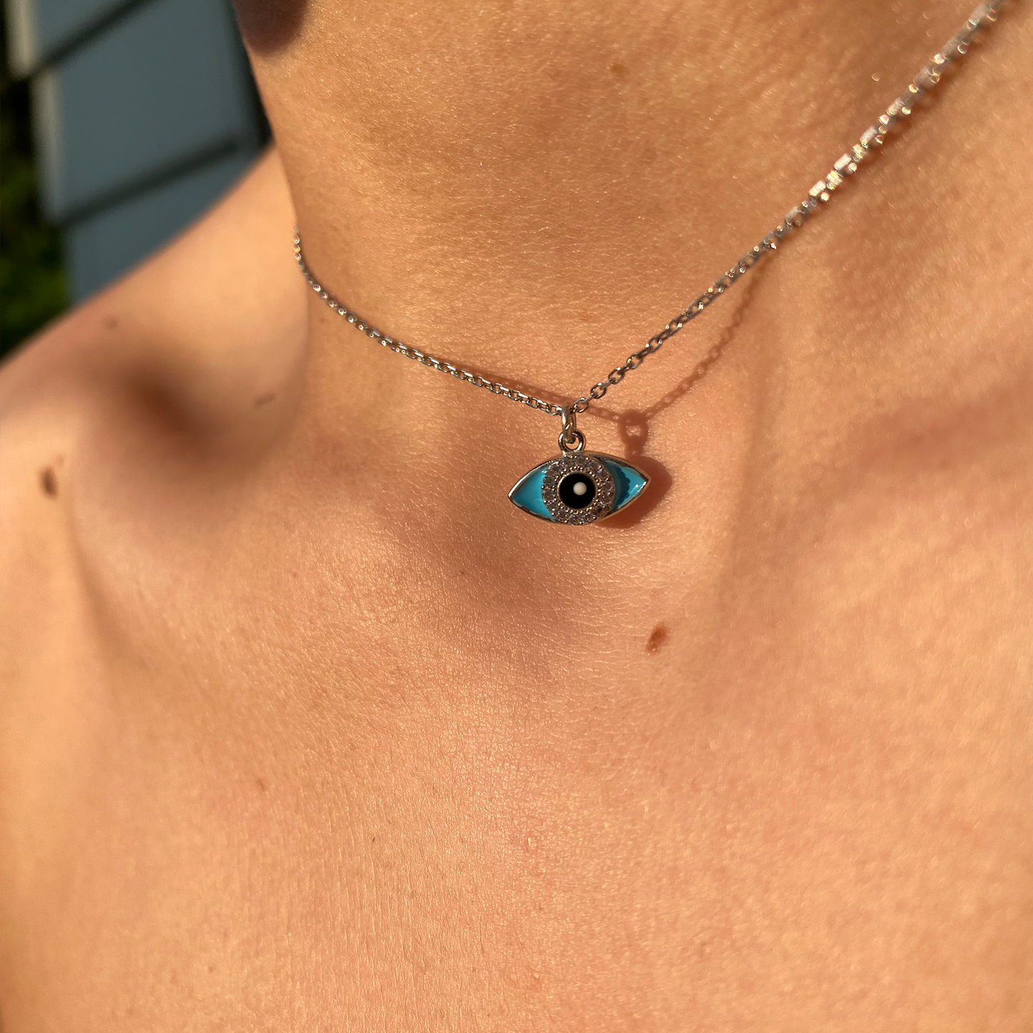 Enamel Evil Eye Necklace