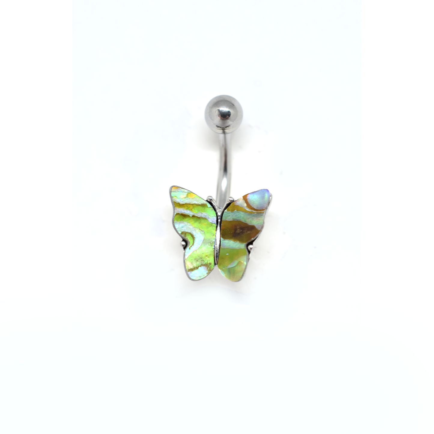 Green Marble Butterfly Belly Ring