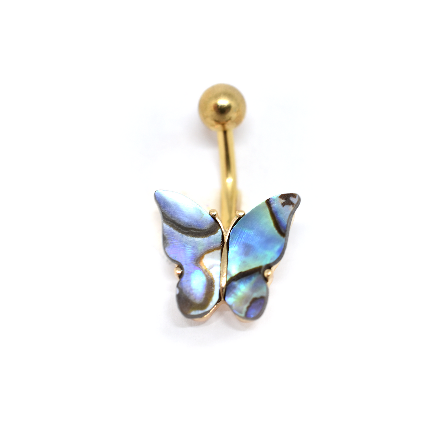 Green Marble Butterfly Belly Ring