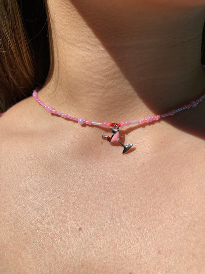 Pink Beaded Cosmo Necklace