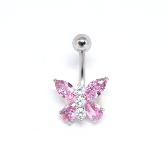 Pink Butterfly Belly Ring