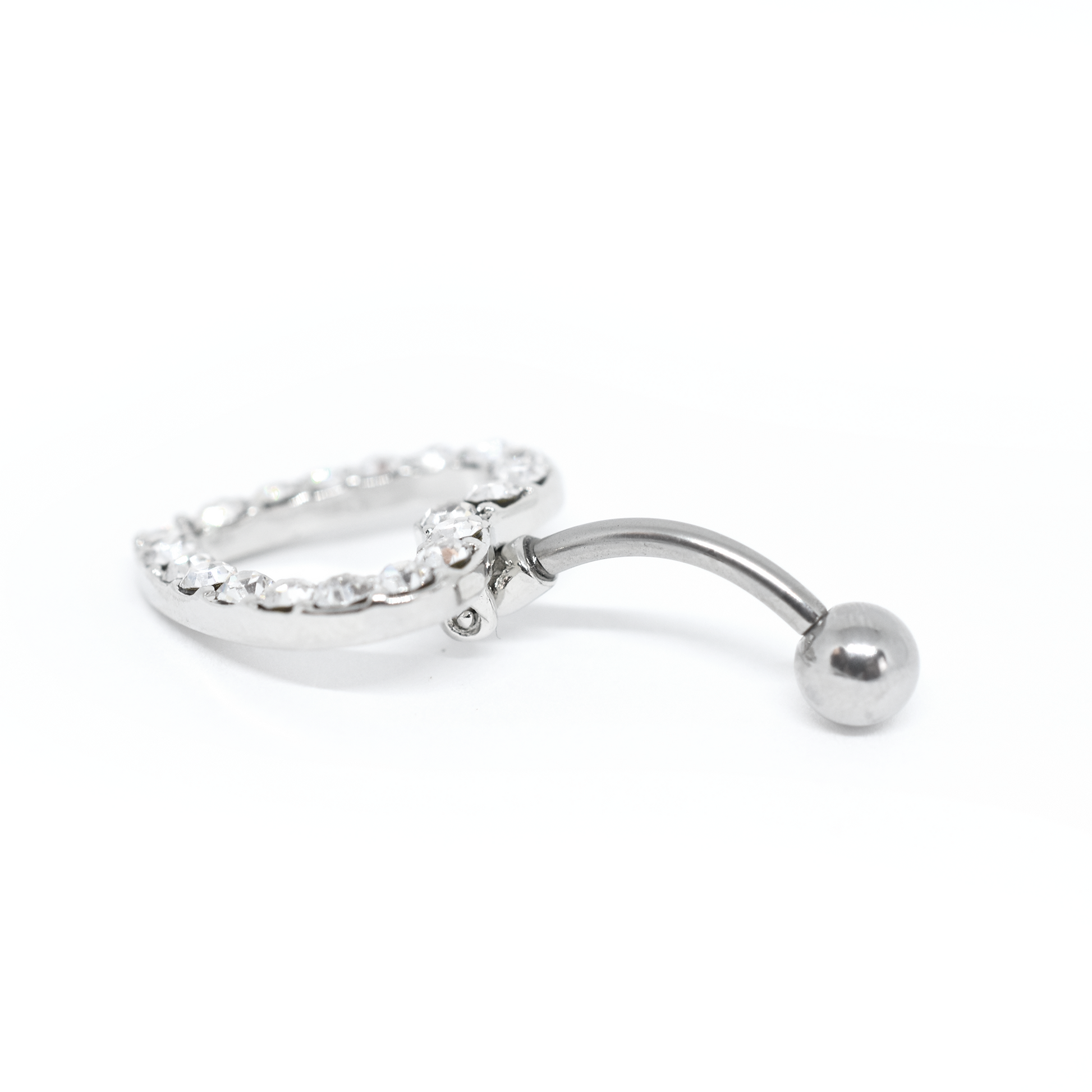 cz heart belly ring