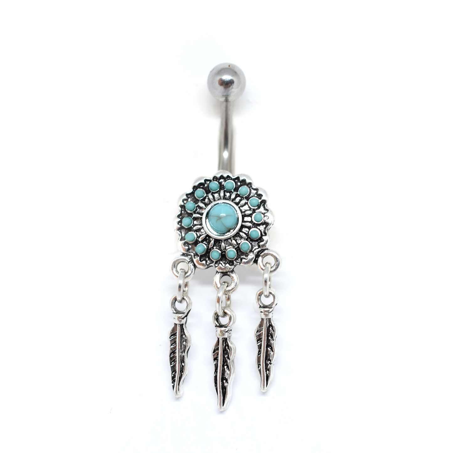 Turquoise Dream Catcher Belly Ring