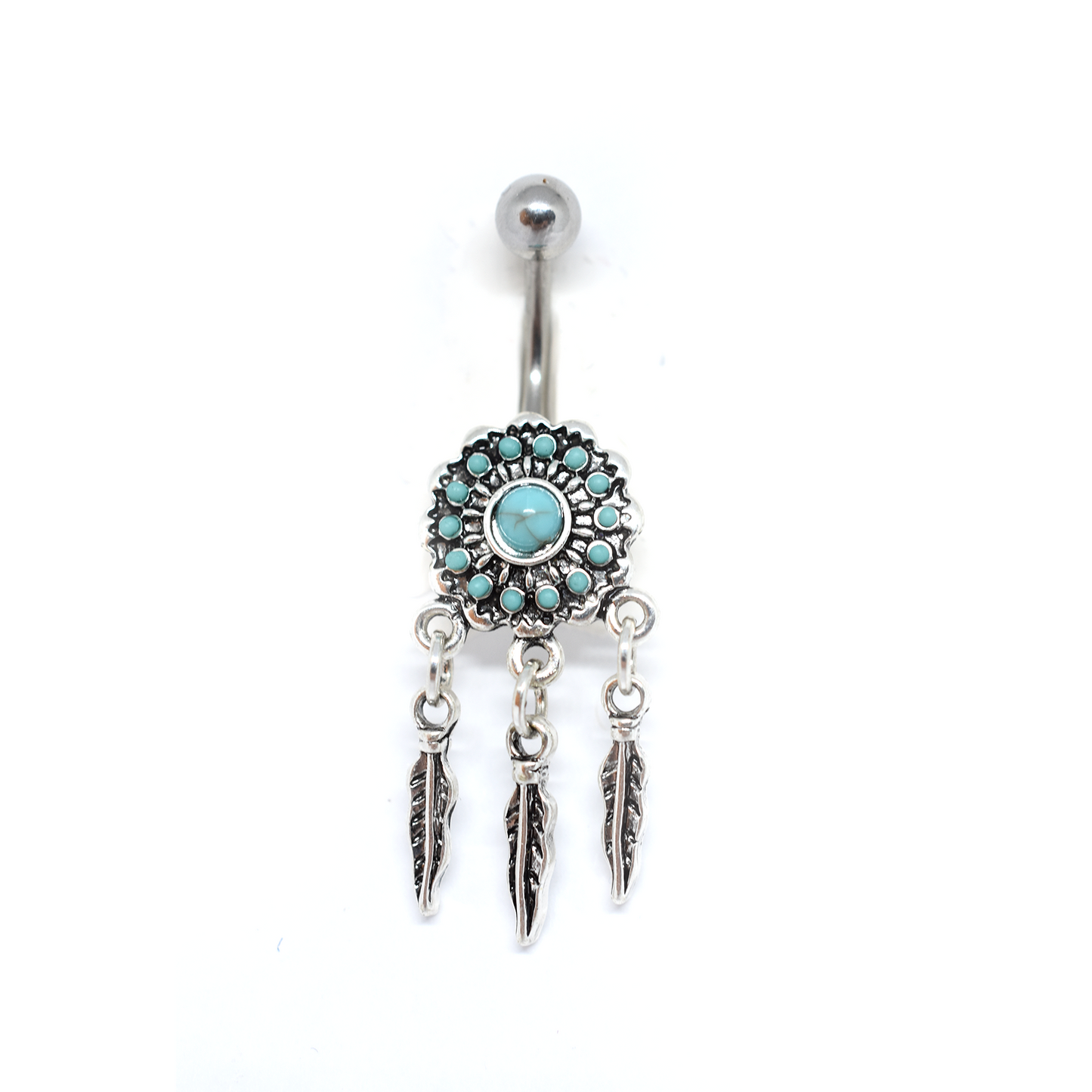 Turquoise Dream Catcher Belly Ring