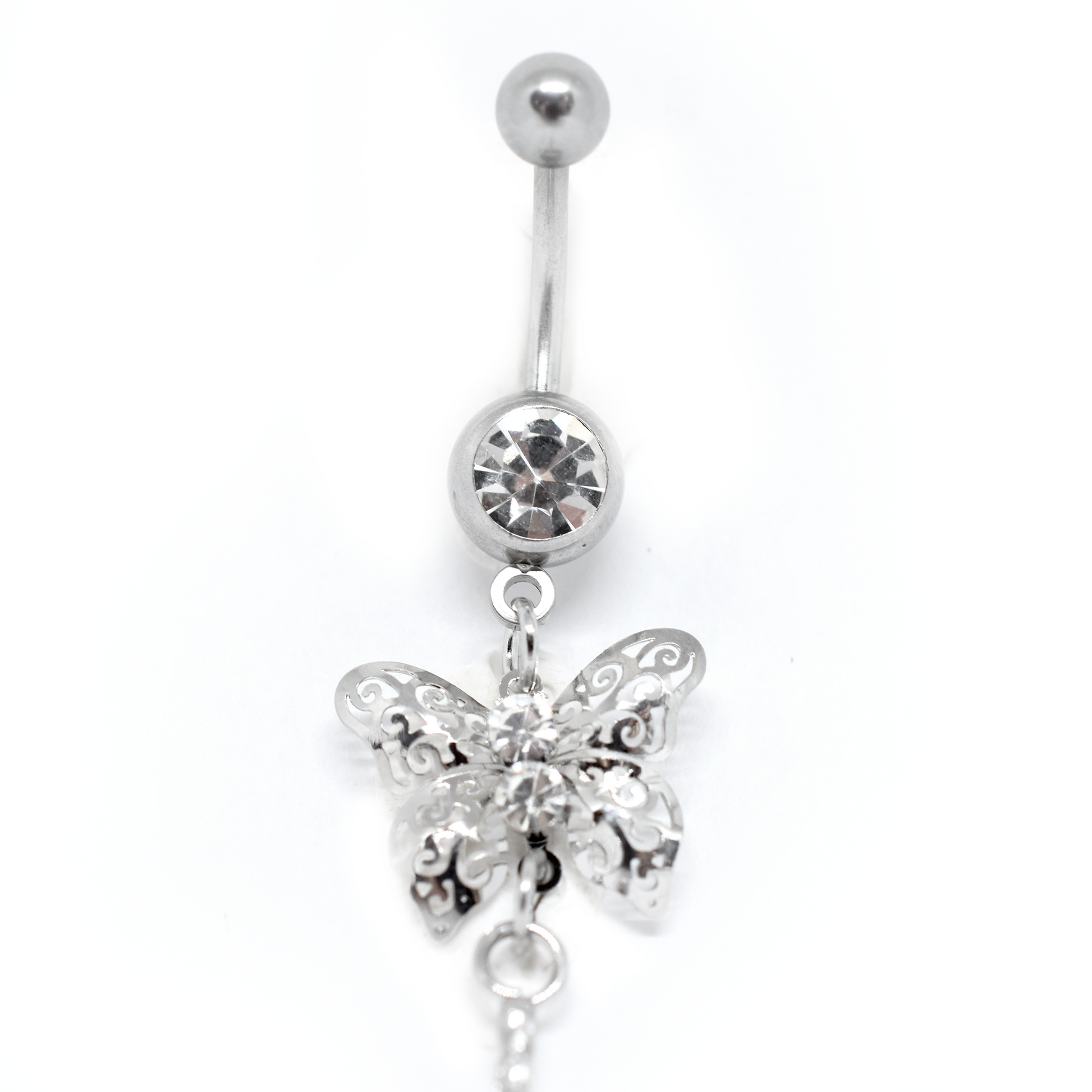 sparkly butterfly belly ring